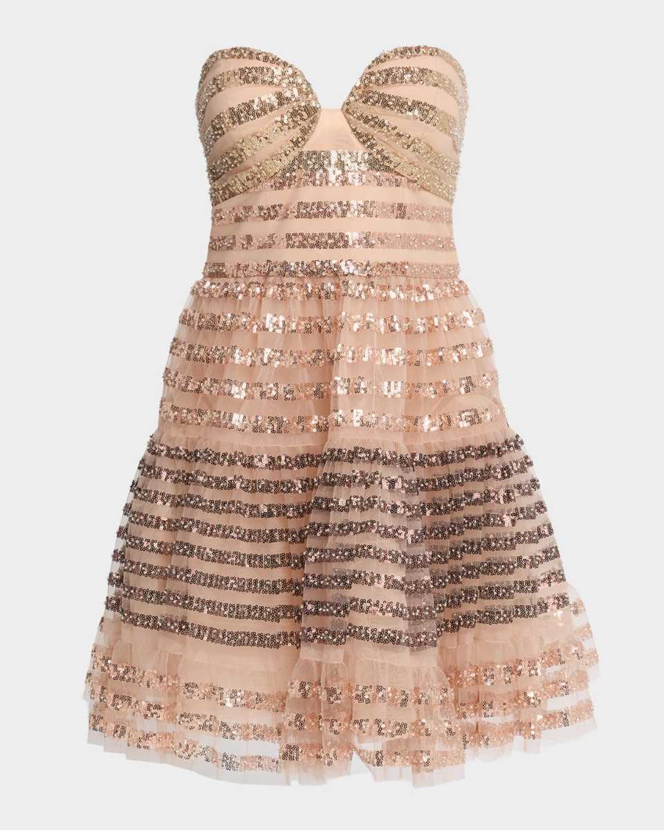 Strapless Ombre Sequin Mini Dress